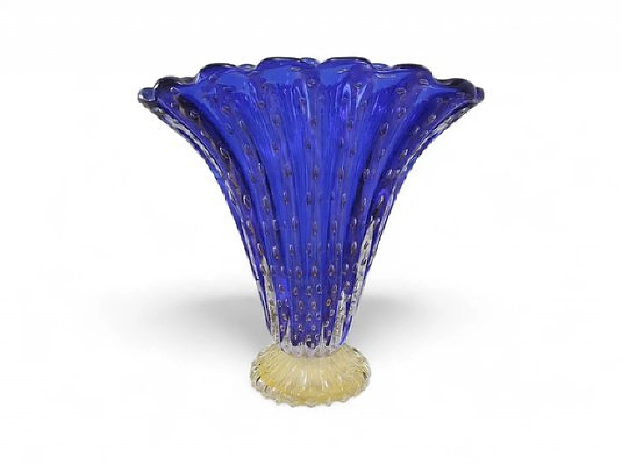 Blue Murano glass fan shaped vase by Vittorio Rigattieri, 1999 1