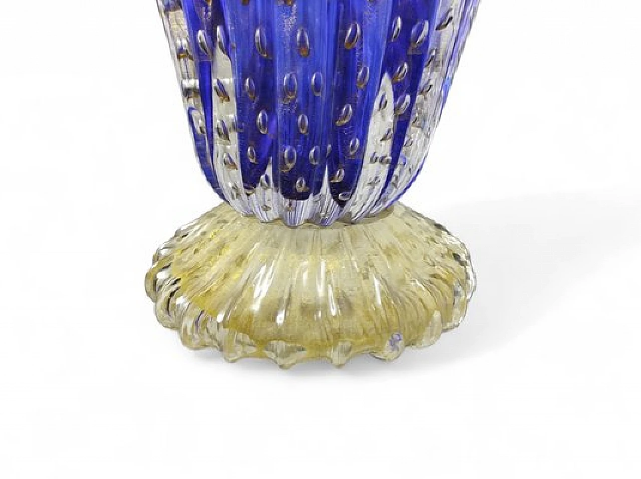 Blue Murano glass fan shaped vase by Vittorio Rigattieri, 1999 3