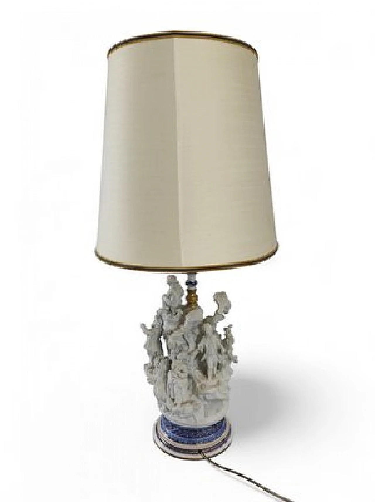 Lampada da tavolo con base in porcellana di Mangani, anni '80 2