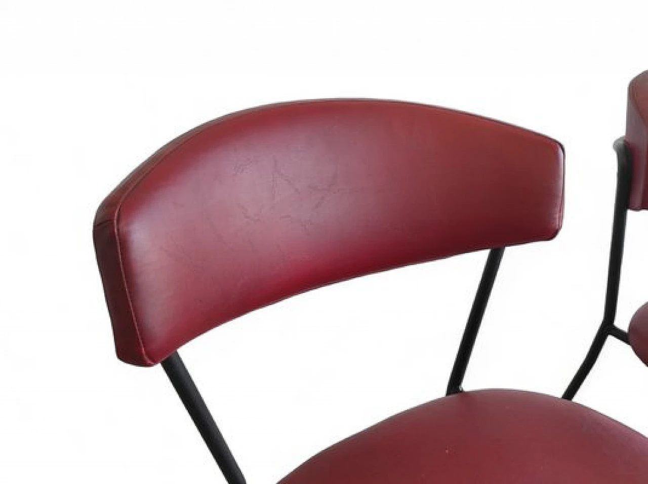 Pair of red leather chairs by Arflex, 1960s 6