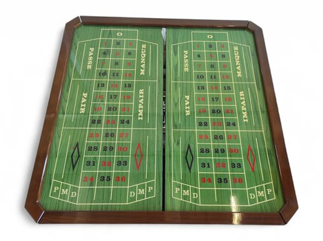 Wooden game table with 4 chairs and accessories, 1980s 9