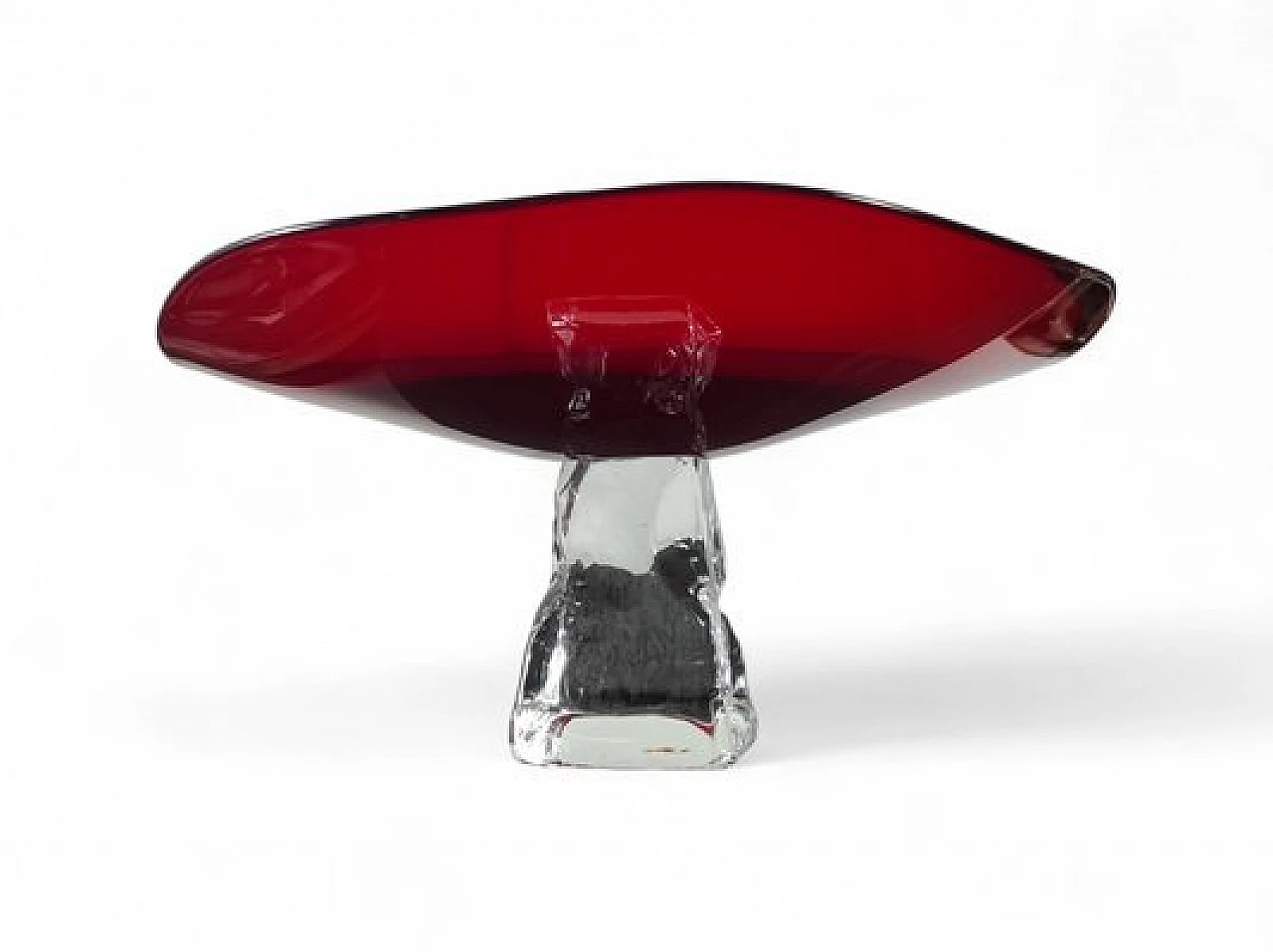 Red & transparent Murano glass cake stand by Cleto Munari, 2000s 2