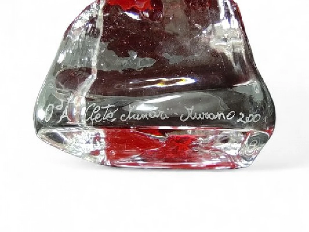 Red & transparent Murano glass cake stand by Cleto Munari, 2000s 4