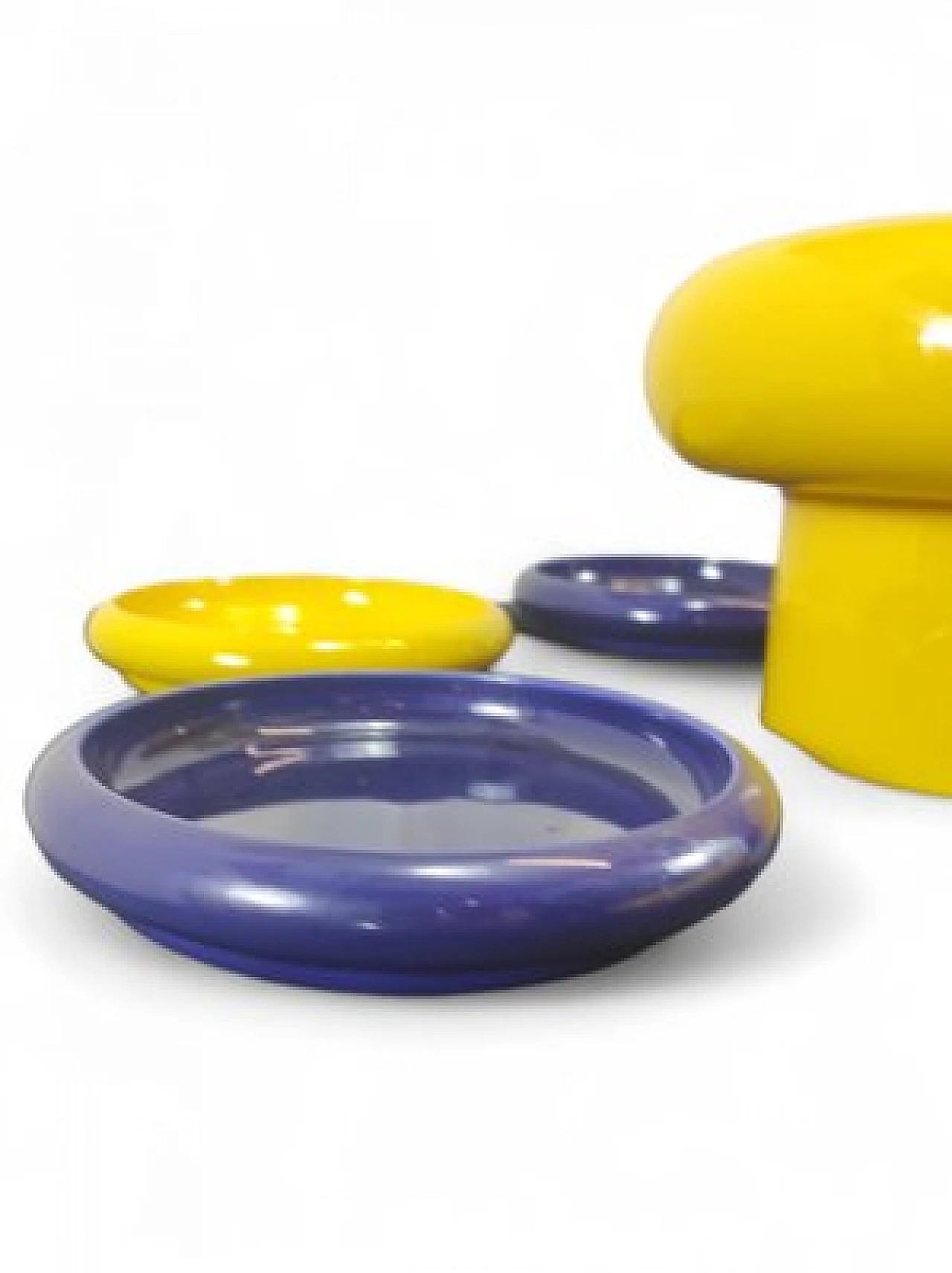 Yellow & blue ceramic appetizer service by Il Picchio, 1960s 4