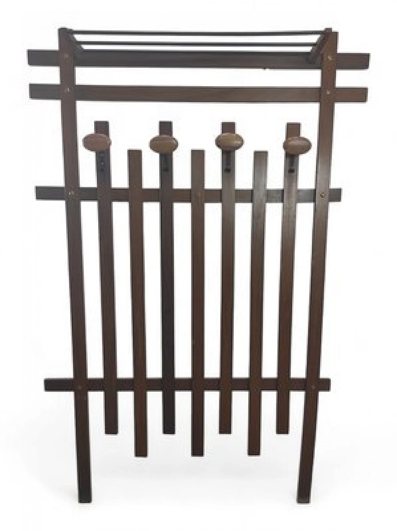 Wooden slatted wall clothes stand, 1980s 1