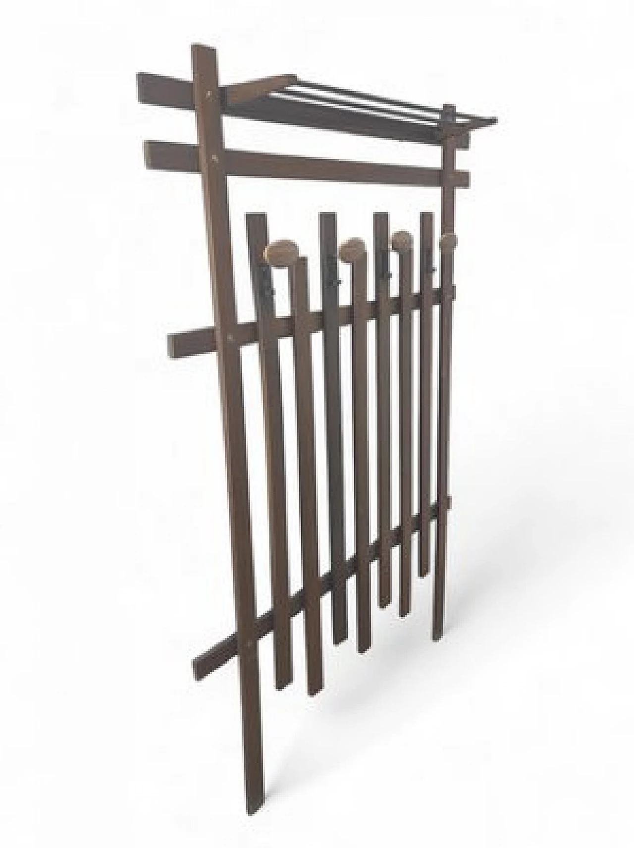 Wooden slatted wall clothes stand, 1980s 2
