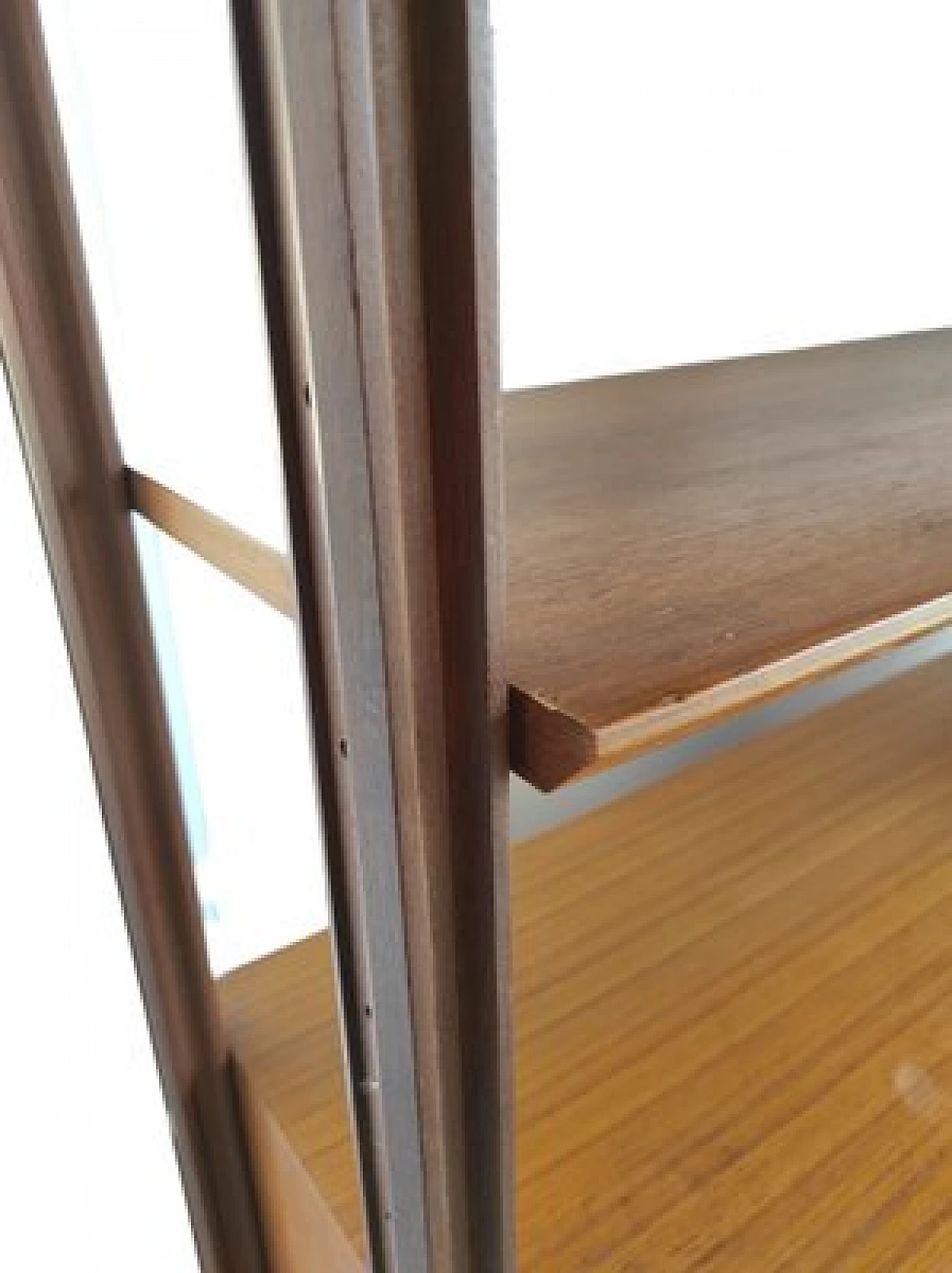 Swedish wooden bookcase with drawers & flap desk, 1960s 20