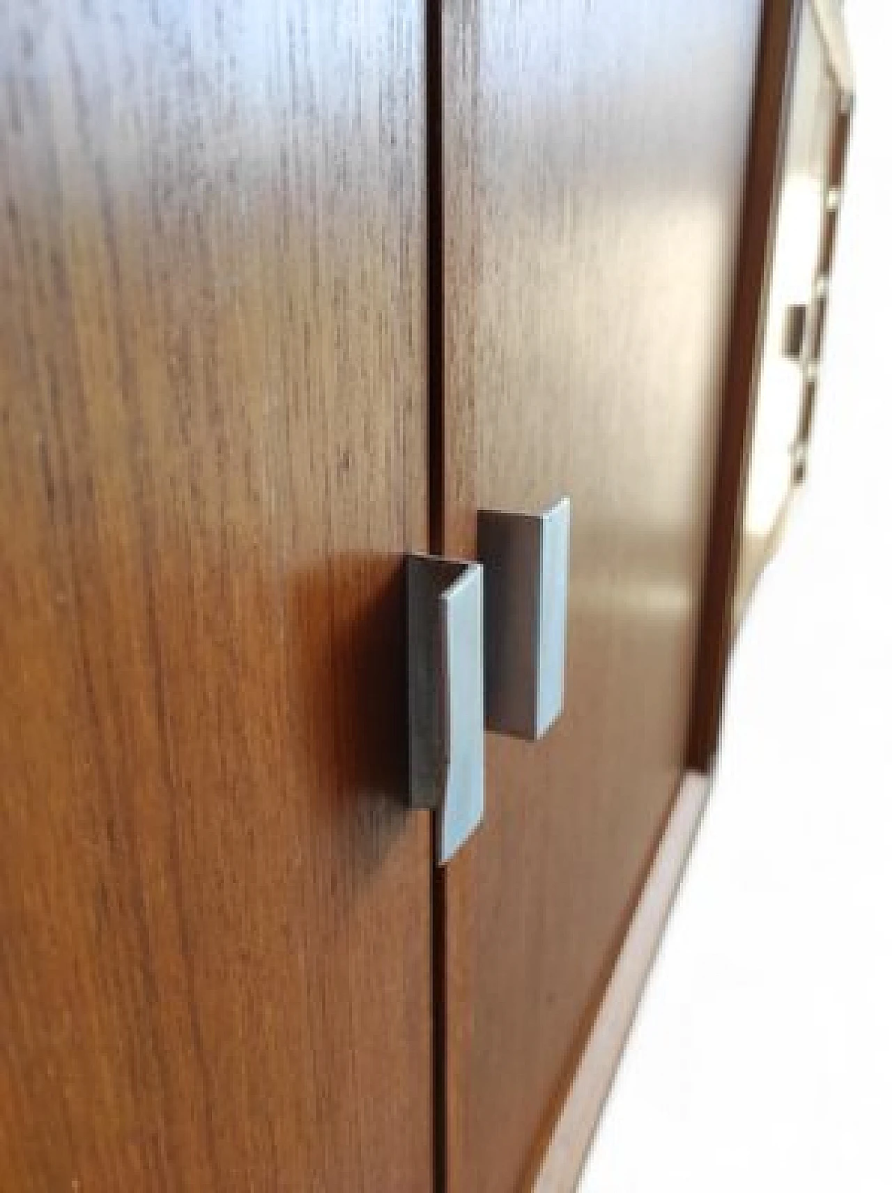 Swedish wooden bookcase with drawers & flap desk, 1960s 23