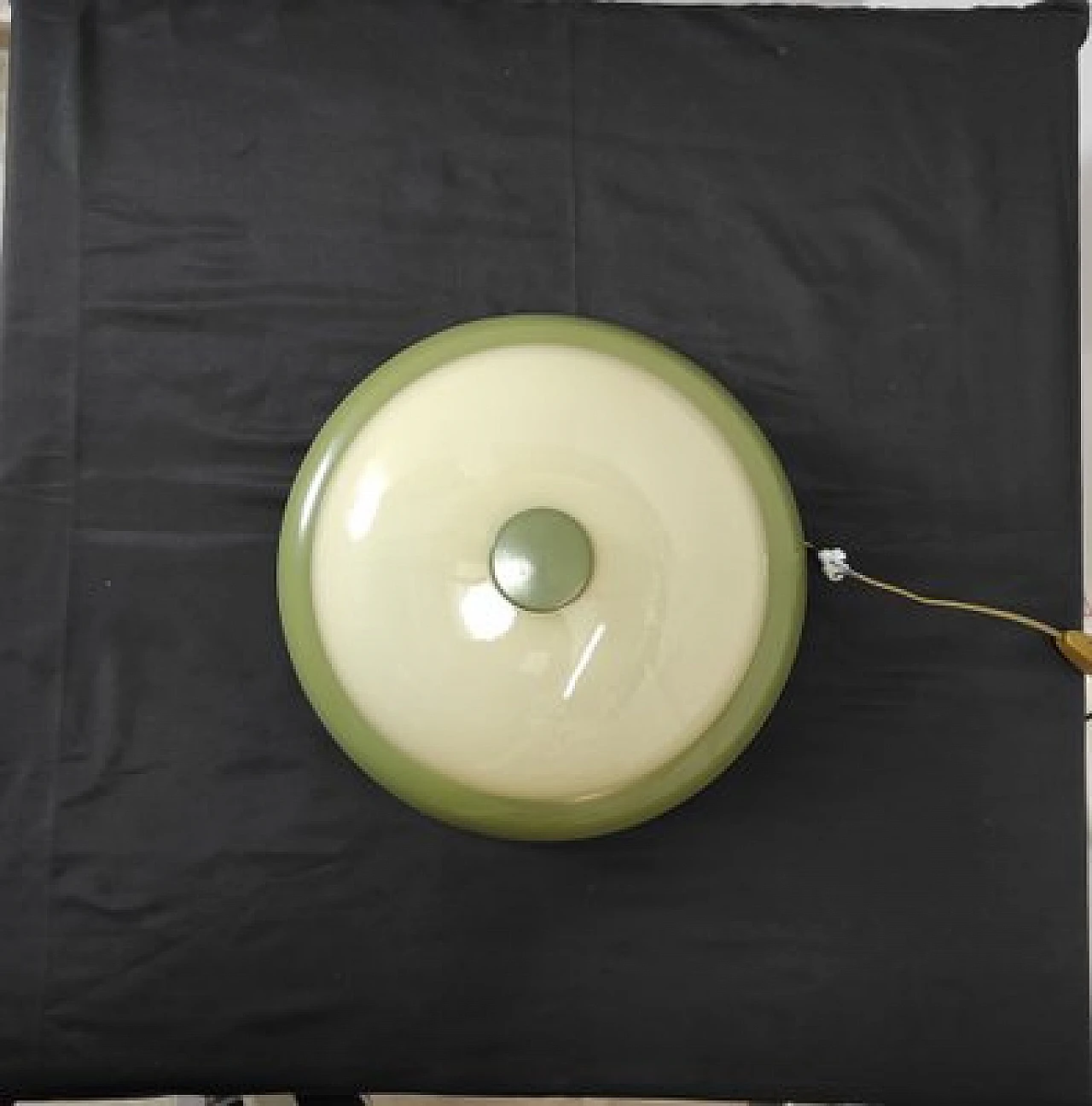 Round ceiling light in green acrylic glass, 1960s 4