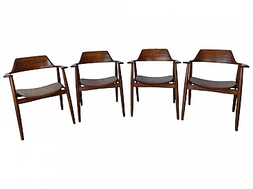 4 Chairs with armrests in teak by Wilkhahn, 1950s