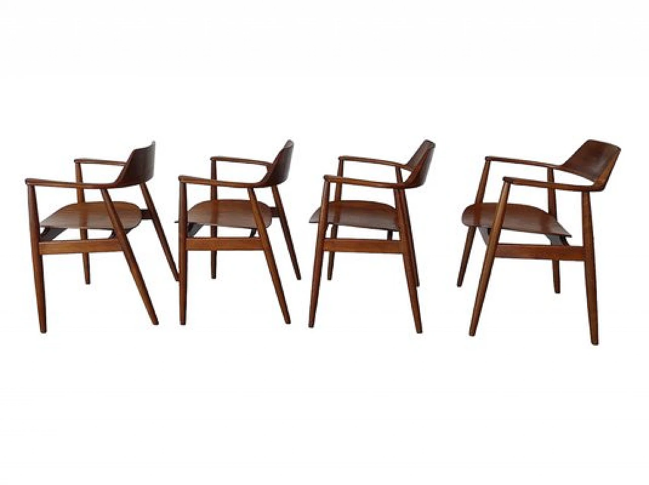 4 Chairs with armrests in teak by Wilkhahn, 1950s 2