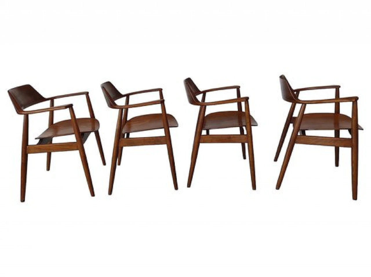 4 Chairs with armrests in teak by Wilkhahn, 1950s 4