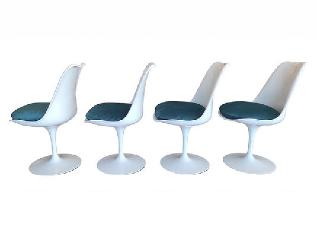 4 Tulip chairs in white metal by Eero Saarinen for Knoll, 1970s 2