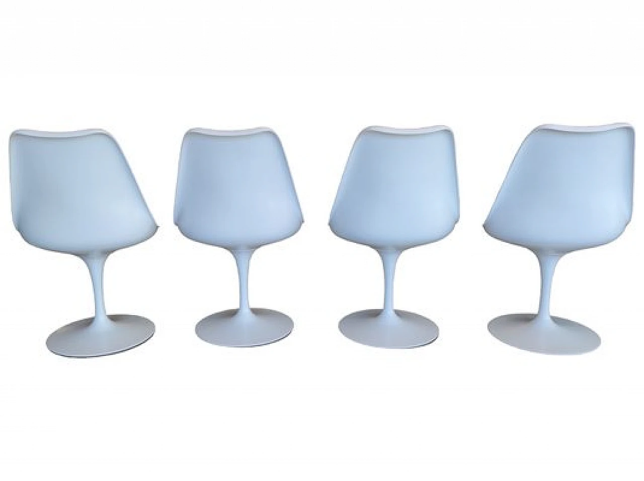 4 Tulip chairs in white metal by Eero Saarinen for Knoll, 1970s 3