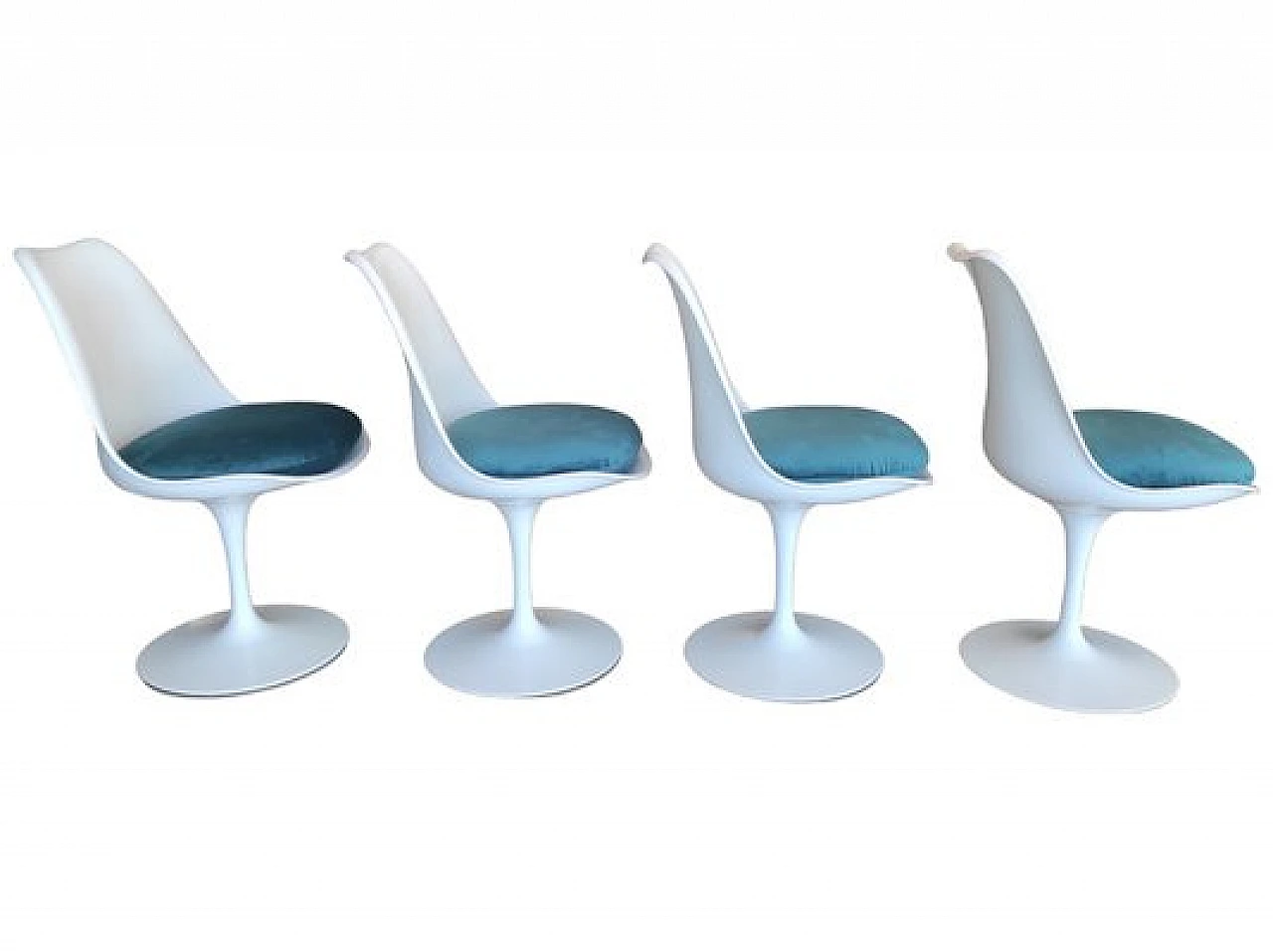4 Tulip chairs in white metal by Eero Saarinen for Knoll, 1970s 4