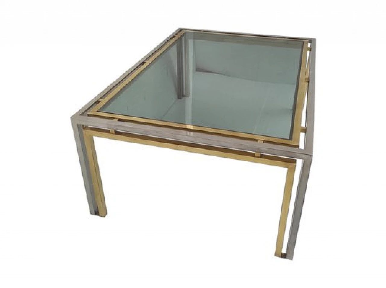 Rectangular coffee table in brass and glass, 1970s 3
