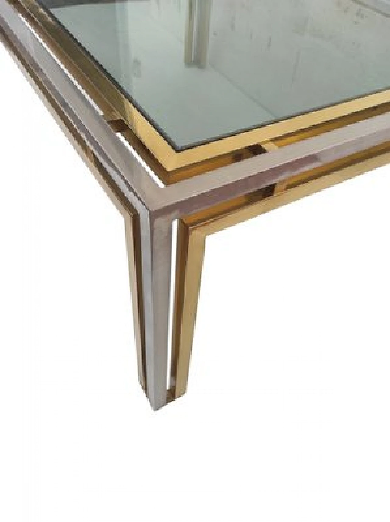 Rectangular coffee table in brass and glass, 1970s 4