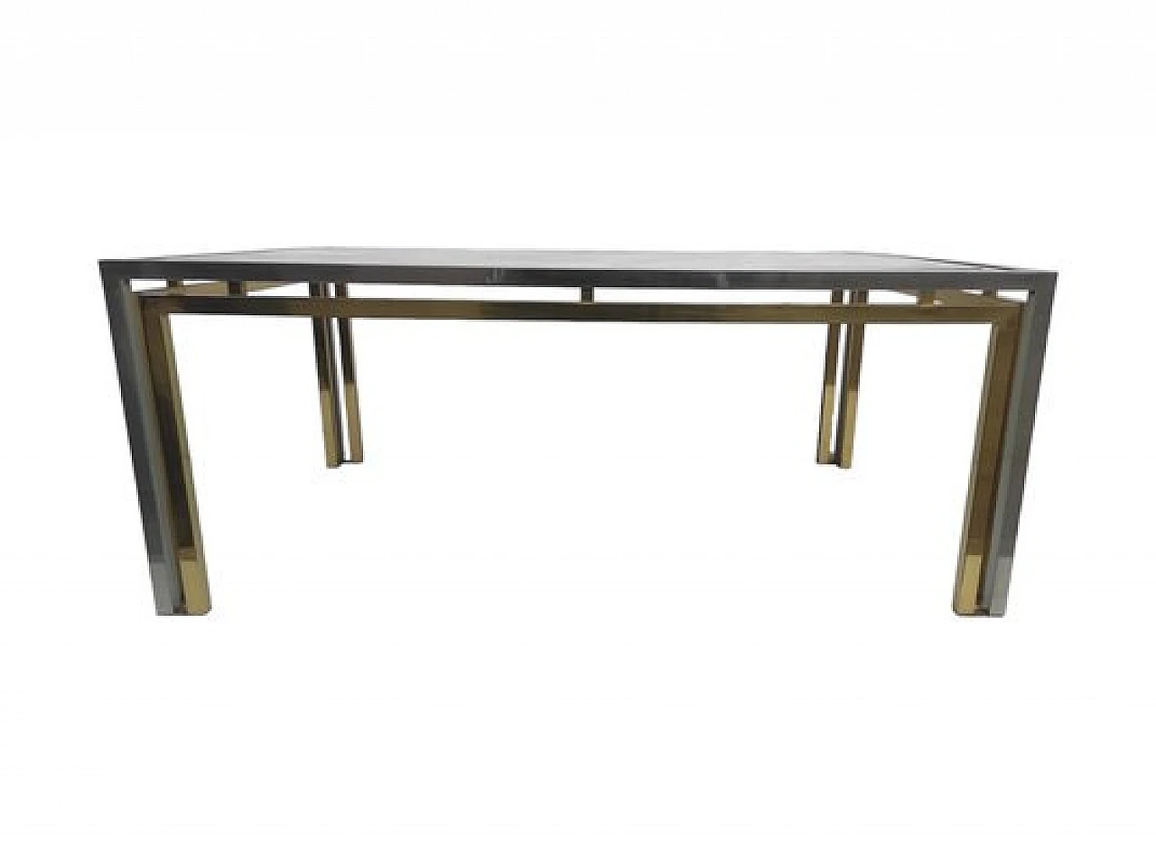 Rectangular coffee table in brass and glass, 1970s 5