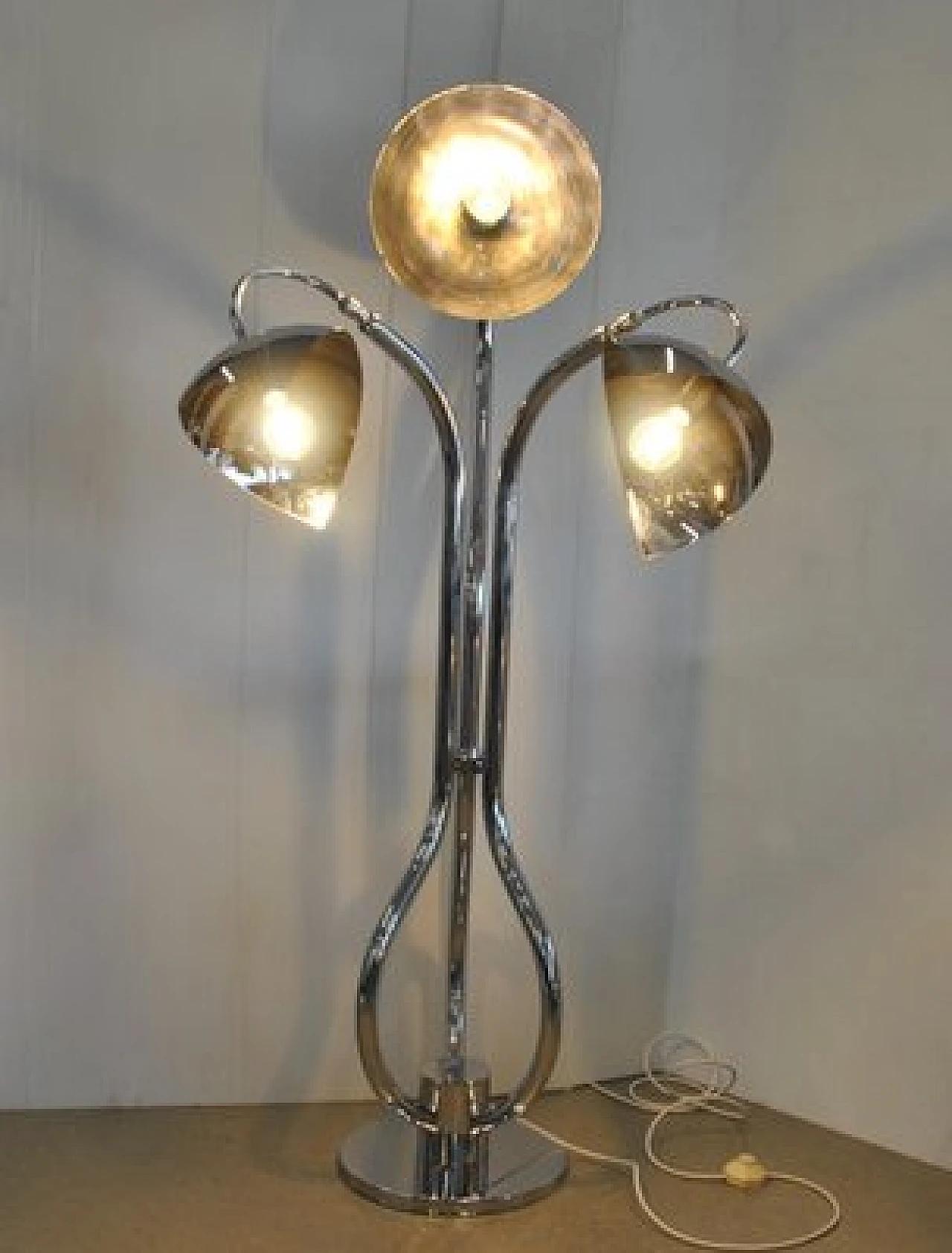 Chromed steel floor lamp by Adalberto Dal Lago, 1970s 2