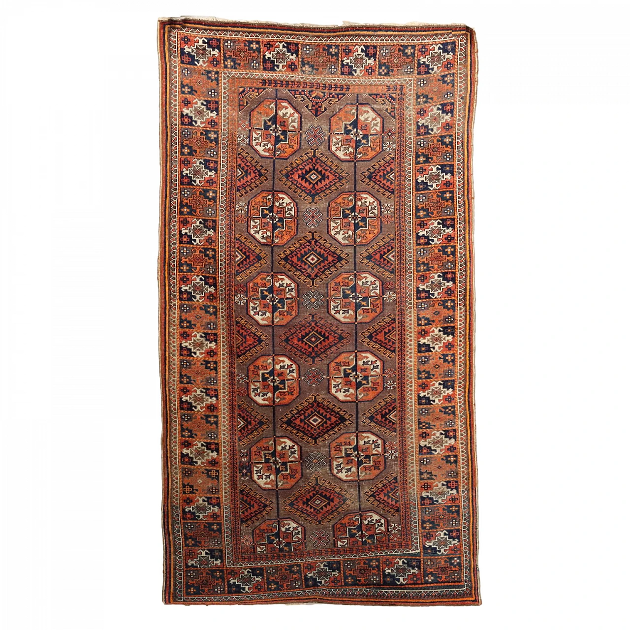 Iranian brown and orange wool Beluchi rug 1