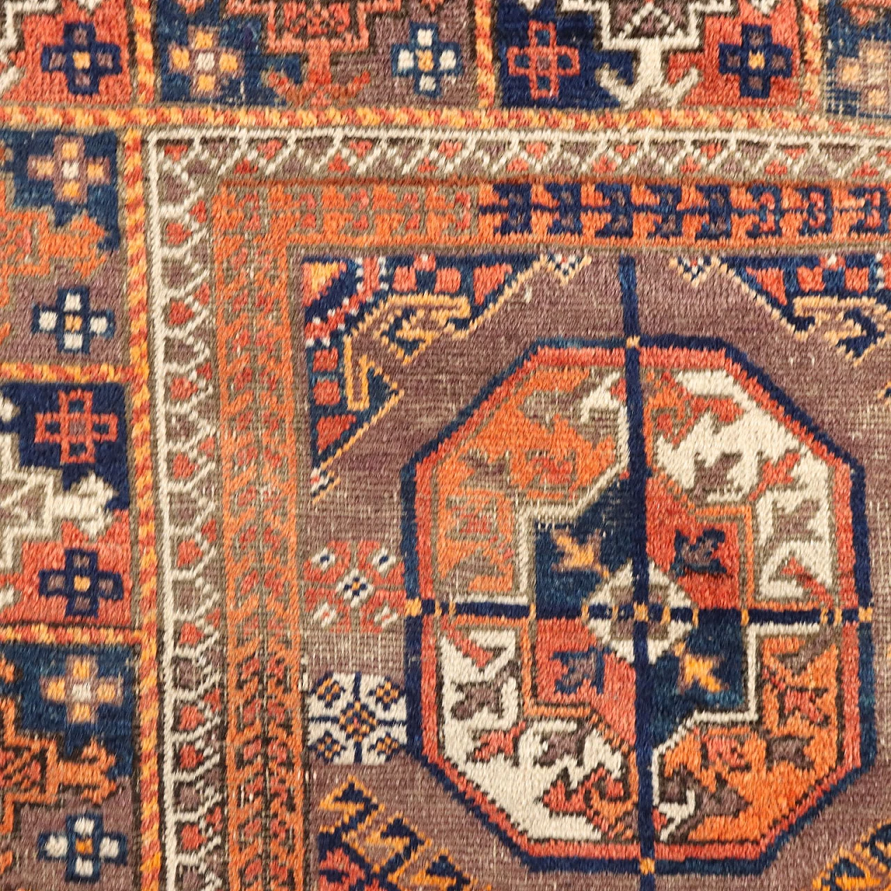 Iranian brown and orange wool Beluchi rug 4