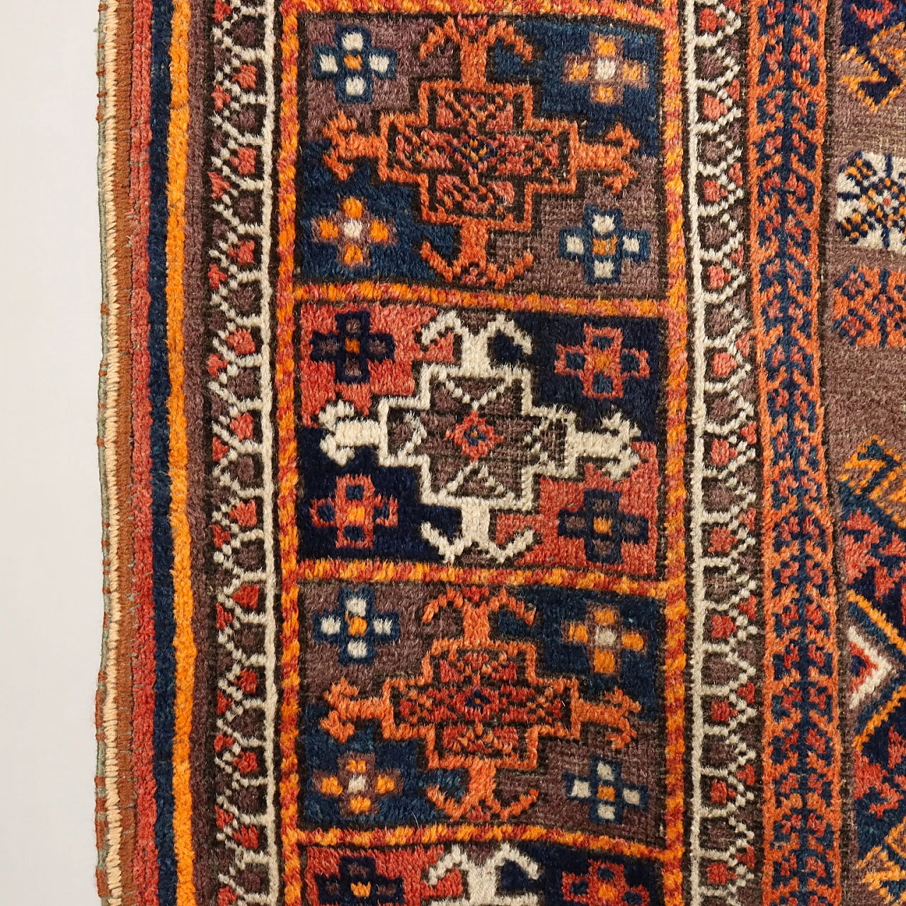 Iranian brown and orange wool Beluchi rug 5