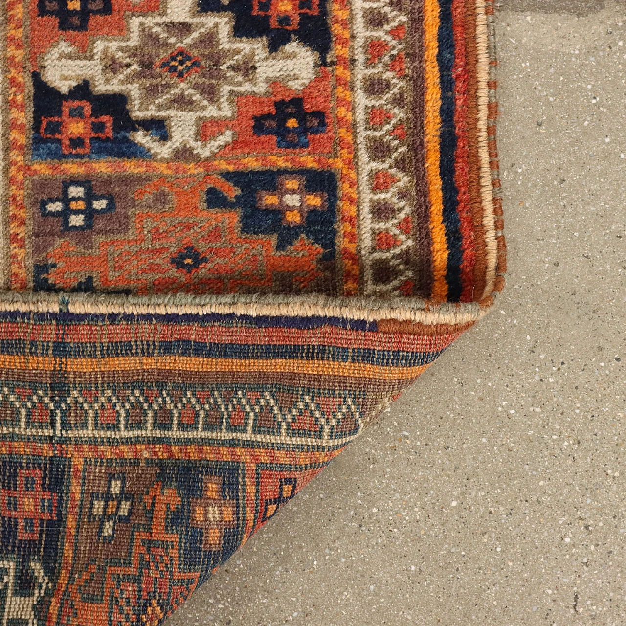 Iranian brown and orange wool Beluchi rug 7