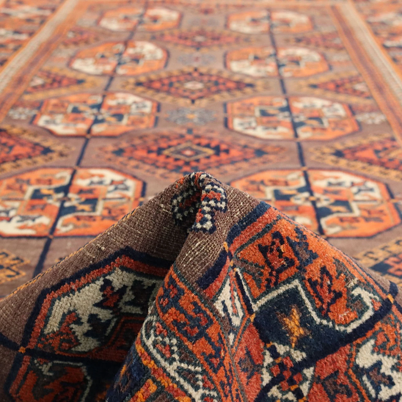 Iranian brown and orange wool Beluchi rug 9