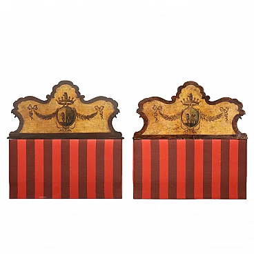 Pair of Neo-Renaissance style wooden headboards, early 20th century