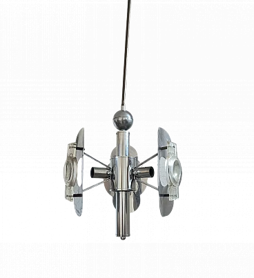 Oscar Torlasco-style steel chandelier, 1970s