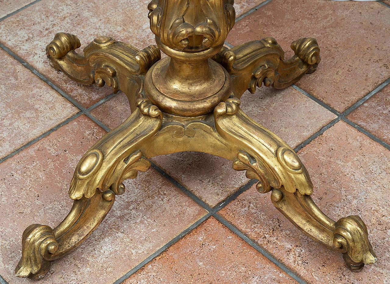 Louis Philippe gilded wood side table with decorated top, 19th century 2