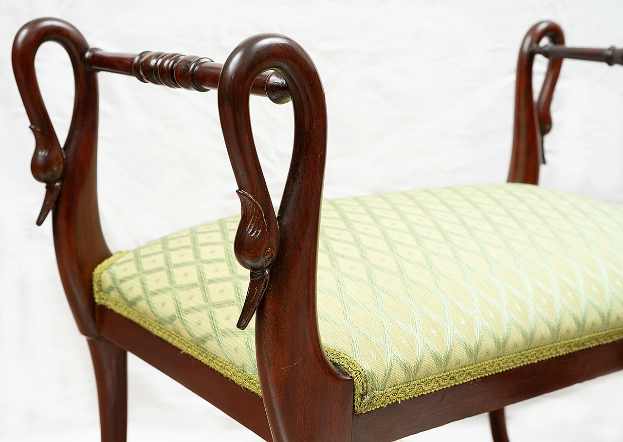 Pair of Empire mahogany and fabric benches, early 19th century 3