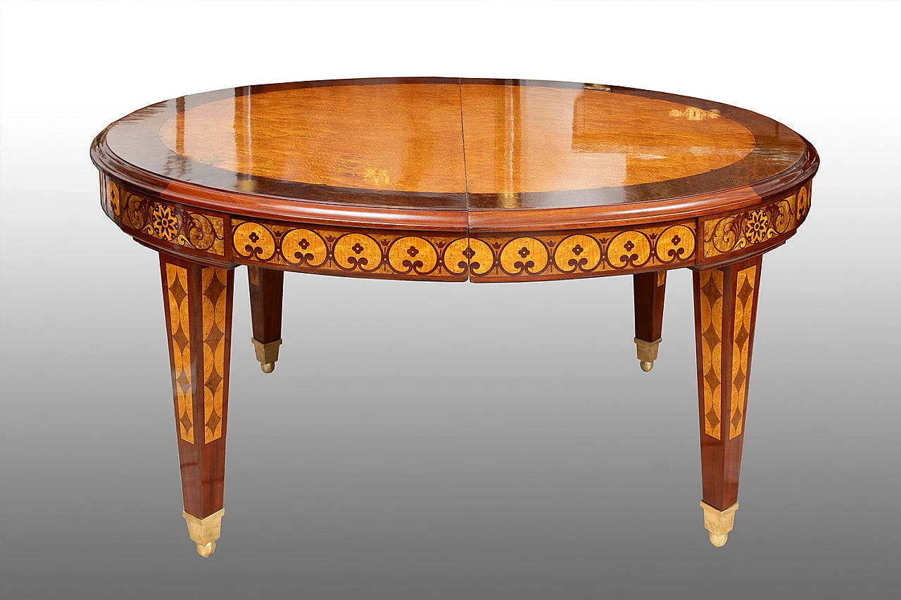 French Napoleon III wood extendable table, 19th century 1