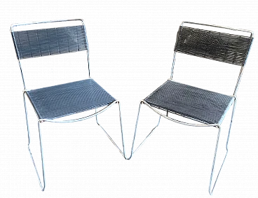 Pair of steel and plastic chairs in Spaghetti style, 1970s