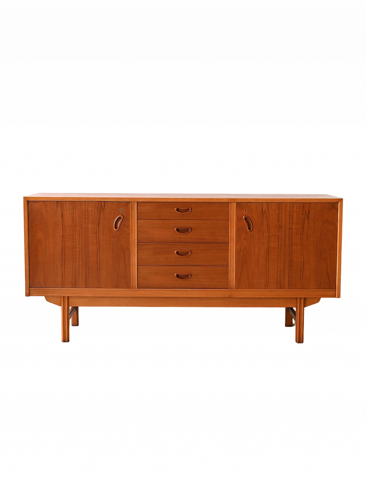 Credenza scandinava in teak con profili in rovere, anni '60 12