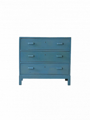 Scandinavian blue-stained wooden chest of drawers, 1960s