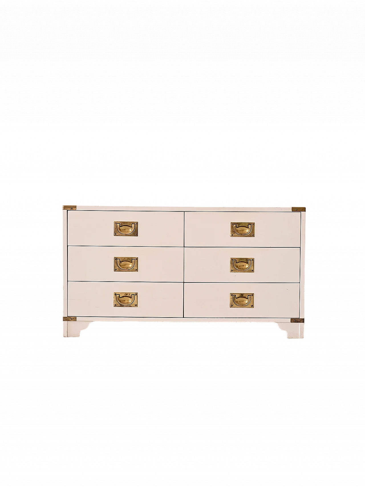 White-stained wood and gilded metal chest of drawers, 1960s 10