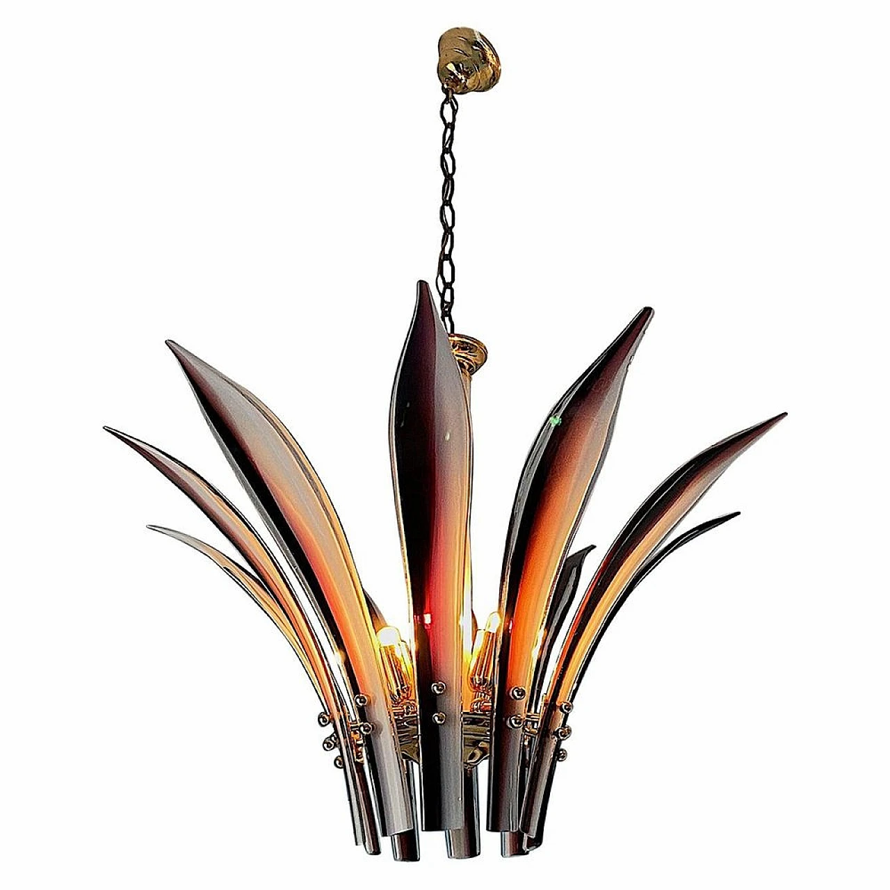 Murano glass Palms chandelier attributed to Vistosi, 1980s 1