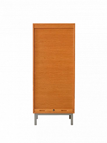 Oak filing cabinet with shutter, 1960s