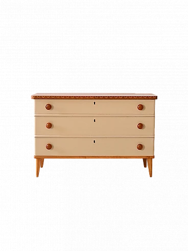 Birch chest of drawers in Art Deco style, 1960s