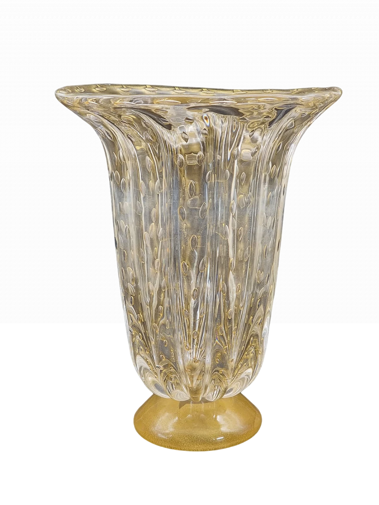 Submerged glass vase with bubble inclusions by Toso, 1960s 6