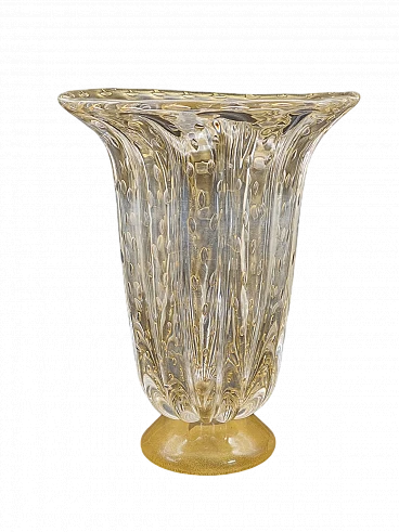 Submerged glass vase with bubble inclusions by Toso, 1960s