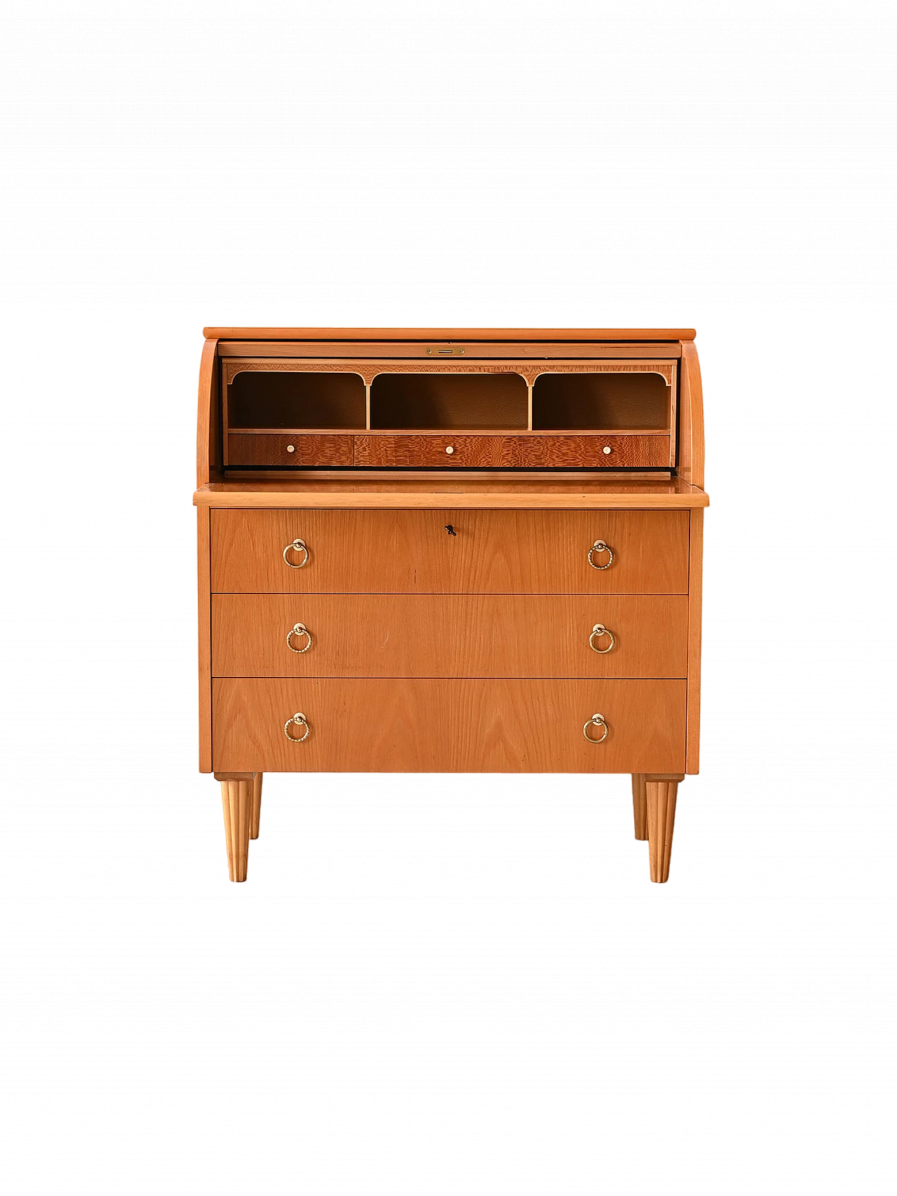 Scandinavian wooden secretaire with flap and writing desk, 1960s 13