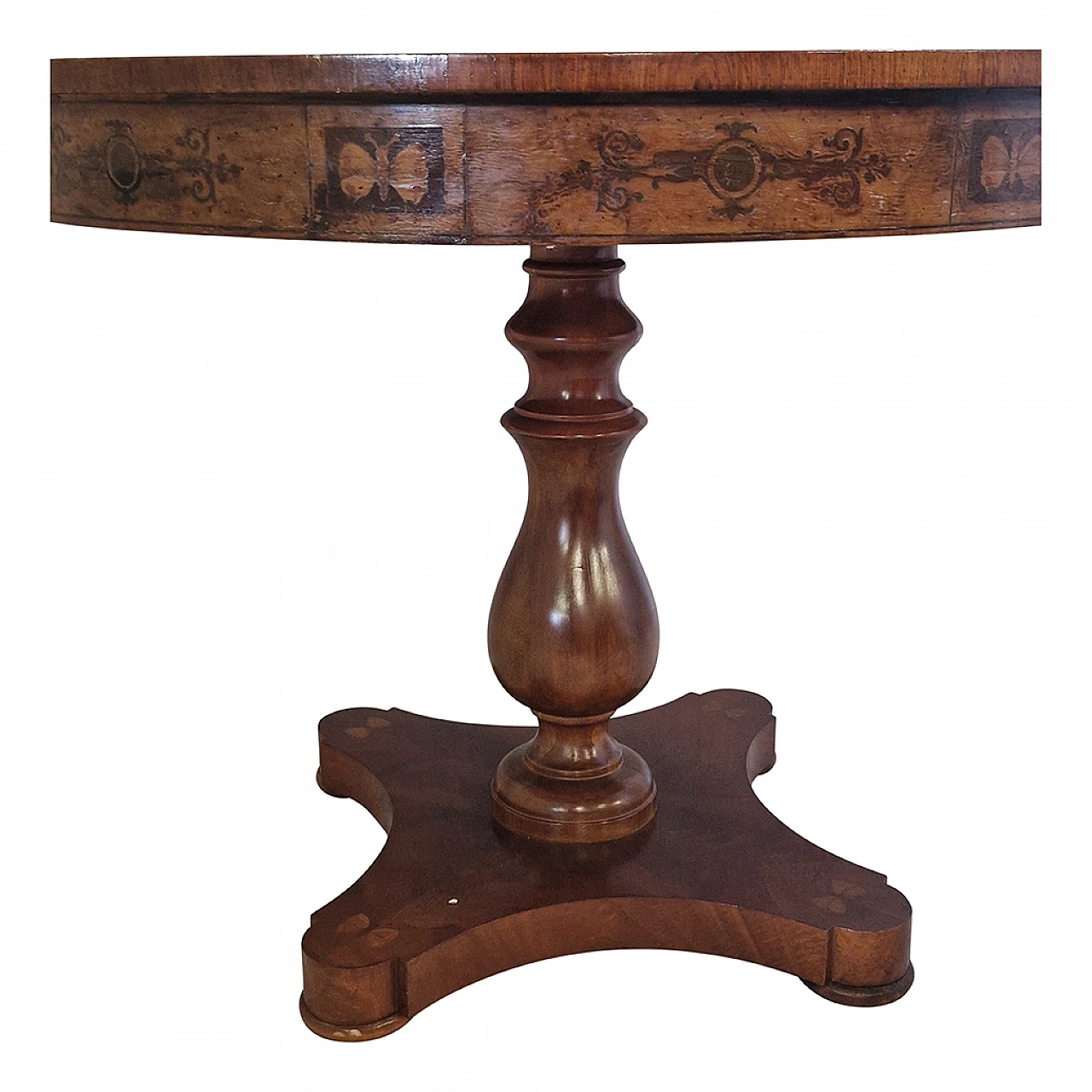 Round table inlaid in walnut and walnut briar, 1940s 3