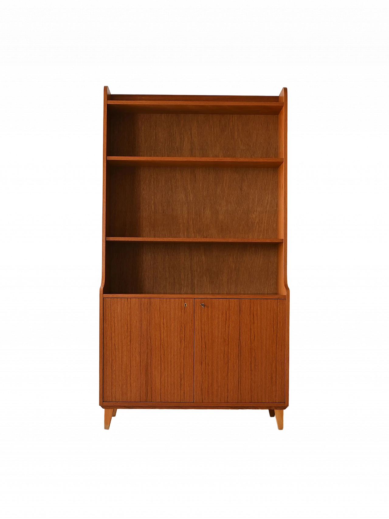 Libreria in teak con vano contenitore, anni '60 12