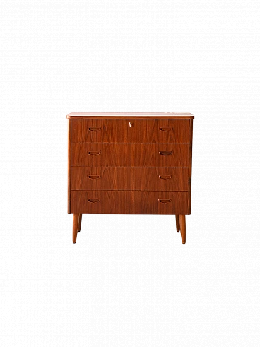 Swedish teak chest of drawers with four drawers, 1960s