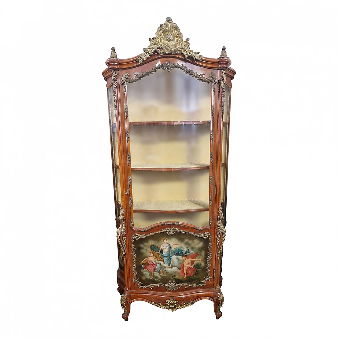 Louis XV style painted wood and bronze display cabinet 1