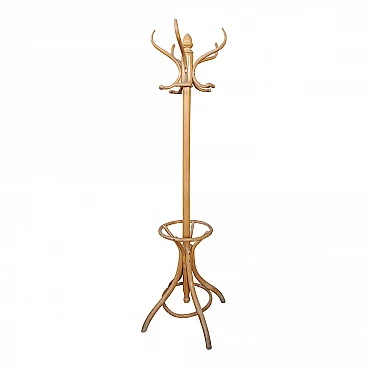 Curved beech coat stand with umbrella stand, 1960s