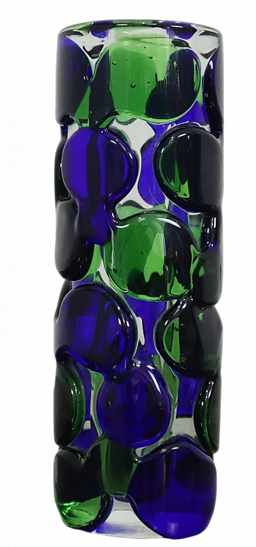 Blue and green glass vase by Jaroslav Svoboda, 1980s