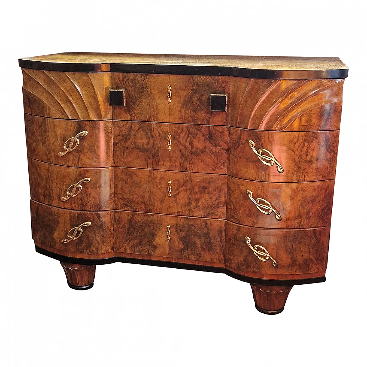 Art Deco dresser veneered in walnut briar, 1930s 1